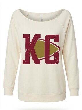 Cream Sweatshirt with Red Kansas City Chiefs Graphic